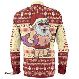Australia Christmas Custom Long Sleeve Button Shirt - Aussie Christmas Santa Summer Vibes Long Sleeve Button Shirt