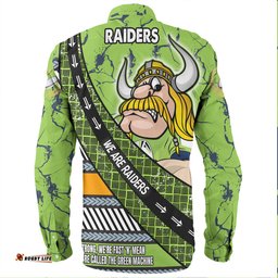 Canberra Raiders Long Sleeve Button Shirt - Theme Song For Rugby With Sporty Style
