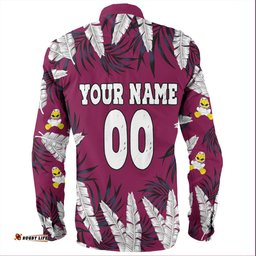 Manly Warringah Sea Eagles Long Sleeve Button Shirt - Tropical Patterns Eagles Long Sleeve Button Shirt