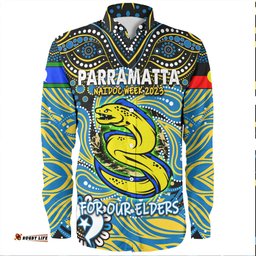 Parramatta Eels Naidoc Week Long Sleeve Button Shirt - Aboriginal For Our Elder NAIDOC Week 2023