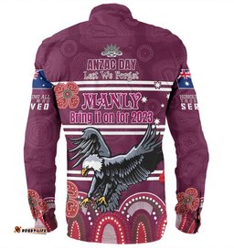 Manly Warringah Sea Eagles Anzac Custom Long Sleeve Button Shirt - Manly Bring it on 2023 Shirt