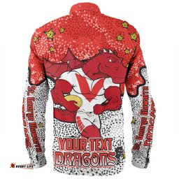 St. George Illawarra Dragons Custom Long Sleeve Button Shirt - Team With Dot And Star Patterns For Tough Fan Long Sleeve Button Shirt