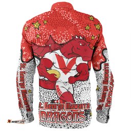 St. George Illawarra Dragons Custom Long Sleeve Button Shirt - Team With Dot And Star Patterns For Tough Fan Long Sleeve Button Shirt