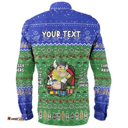 Canberra Raiders Christmas Custom Long Sleeve Button Shirt - Chrissie Spirit Long Sleeve Button Shirt