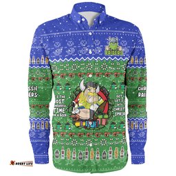 Canberra Raiders Christmas Custom Long Sleeve Button Shirt - Chrissie Spirit Long Sleeve Button Shirt