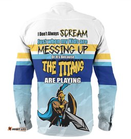 Gold Coast Titans Mother's Day Long Sleeve Button Shirt - Screaming Mom and Crazy Fan