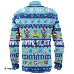 New South Wales Big Things Christmas Custom Long Sleeve Button Shirt - The Big Banana And Blue Heeler Long Sleeve Button Shirt