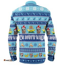 New South Wales Big Things Christmas Custom Long Sleeve Button Shirt - The Big Banana And Blue Heeler Long Sleeve Button Shirt