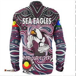 Manly Warringah Sea Eagles Long Sleeve Button Shirt - Aboriginal For Our Elder NAIDOC Week 2023