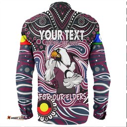 Manly Warringah Sea Eagles Long Sleeve Button Shirt - Aboriginal For Our Elder NAIDOC Week 2023