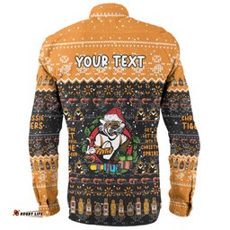 Wests Tigers Christmas Custom Long Sleeve Button Shirt - Chrissie Spirit Long Sleeve Button Shirt