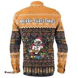 Wests Tigers Christmas Custom Long Sleeve Button Shirt - Chrissie Spirit Long Sleeve Button Shirt