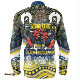 North Queensland Cowboys Naidoc Long Sleeve Button Shirt - NAIDOC Week 2023 Indigenous For Our Elders