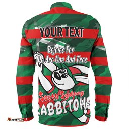 South Sydney Rabbitohs Long Sleeve Button Shirt - Happy Australia Day We Are One And Free