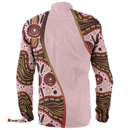 Australia Aboriginal Custom Long Sleeve Button Shirt - Aboriginal Inspired With Pink Background Long Sleeve Button Shirt