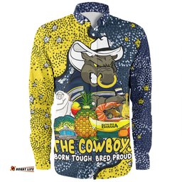 North Queensland Cowboys Custom Long Sleeve Button Shirt - Australian Big Things Long Sleeve Button Shirt