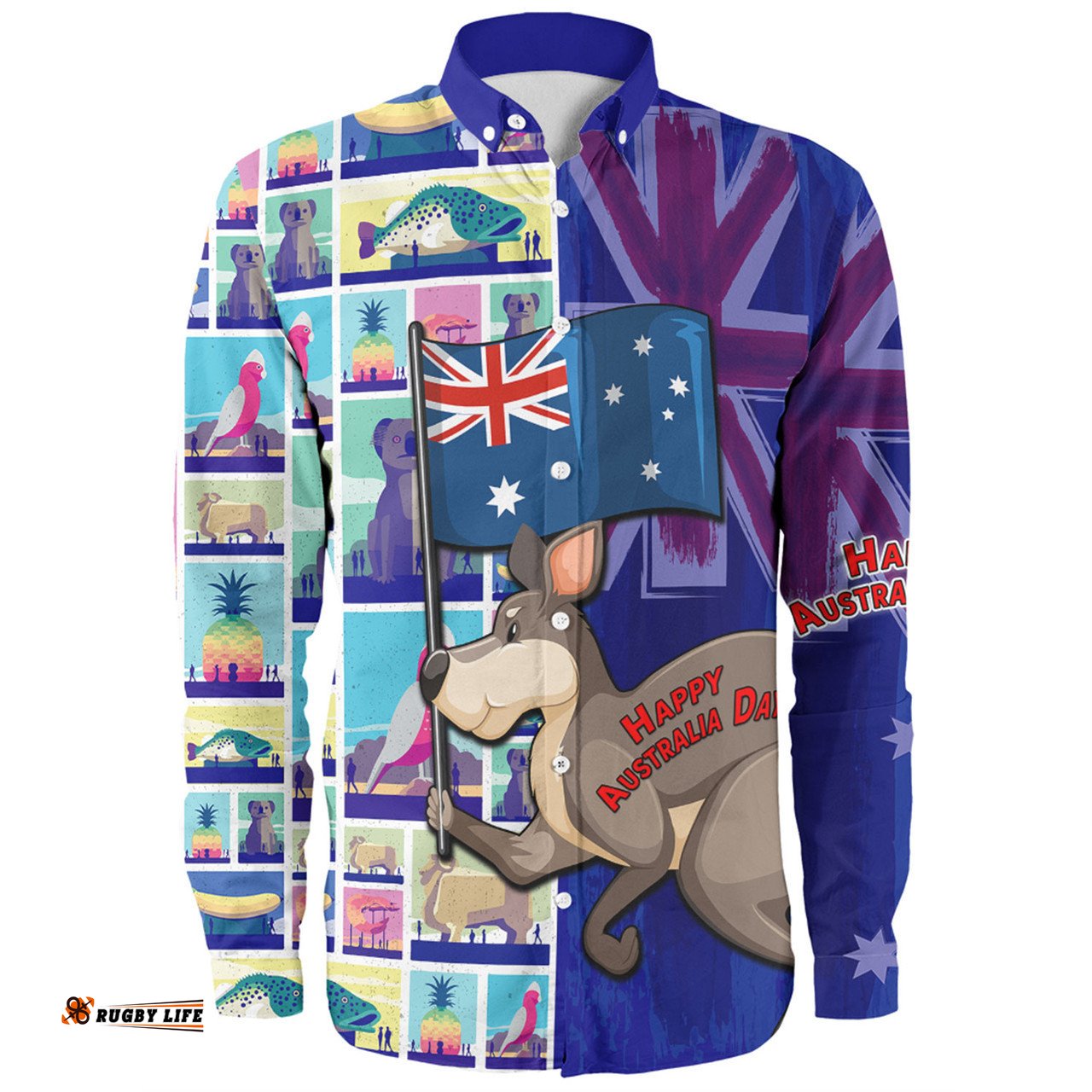 Australia Custom Long Sleeve Button Shirt - Happy Australia Day With Big Things Long Sleeve Button Shirt