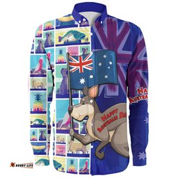 Australia Custom Long Sleeve Button Shirt - Happy Australia Day With Big Things Long Sleeve Button Shirt
