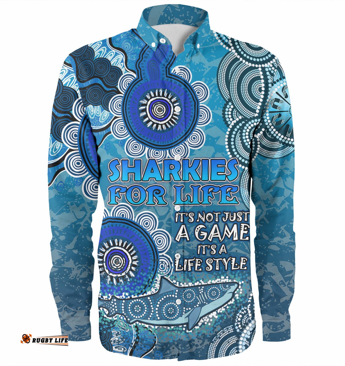 Cronulla-Sutherland Sharks Custom Long Sleeve Button Shirt - Sharkies for Life Shirt
