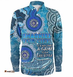 Cronulla-Sutherland Sharks Custom Long Sleeve Button Shirt - Sharkies for Life Shirt