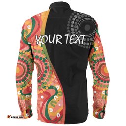 Australia Aboriginal Custom Long Sleeve Button Shirt - Aboriginal Art Style Abstract Long Sleeve Button Shirt