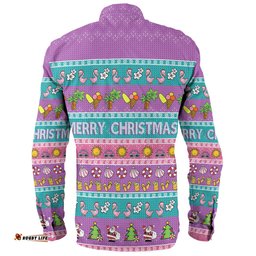 Australia Christmas Custom Long Sleeve Button Shirt - Personalised Purple Summer Vibes Chrissie Present Long Sleeve Button Shirt