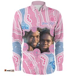Australia Personalised Aboriginal Custom Long Sleeve Button Shirt - River And Turtles Dot Art Painting Pink Long Sleeve Button Shirt