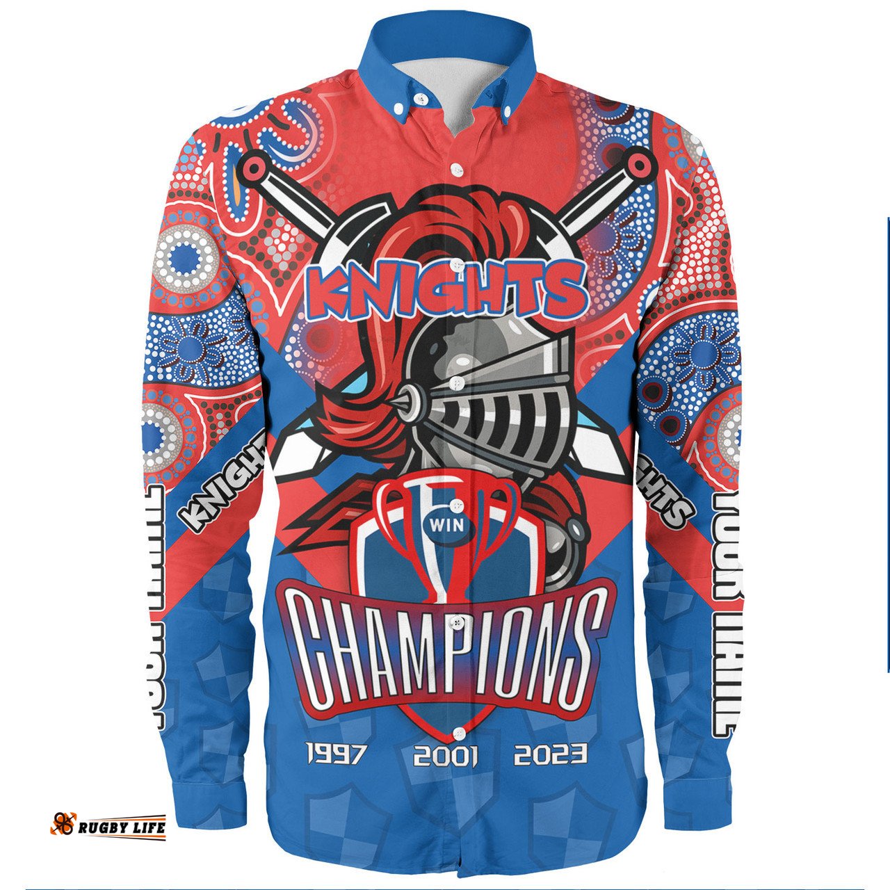 Newcastle Knights Sport Long Sleeve Button Shirt - Custom Talent Win Games But Teamwork And Intelligence Win Championships With Aboriginal Style