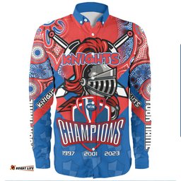 Newcastle Knights Sport Long Sleeve Button Shirt - Custom Talent Win Games But Teamwork And Intelligence Win Championships With Aboriginal Style