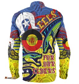 Parramatta Eels Naidoc Week Custom Long Sleeve Button Shirts - Parramatta Eels Naidoc Week For Our Elders With Dot Art Long Sleeve Button Shirts