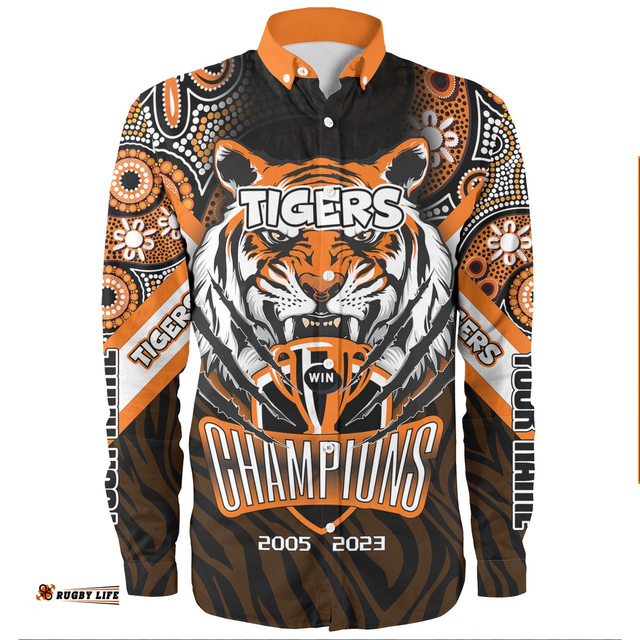 Wests Tigers Long Sleeve Button Shirt - Custom Talent Win Games But Teamwork And Intelligence Win Championships With Aboriginal Style