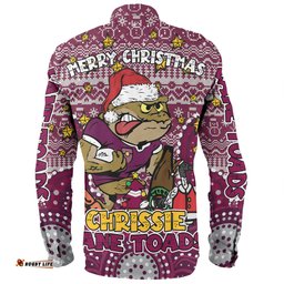 Queensland Cane Toads Christmas Custom Long Sleeve Button Shirt - Christmas Knit Patterns Vintage Jersey Ugly Long Sleeve Button Shirt