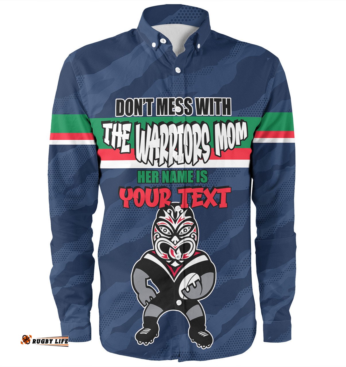 New Zealand Warriors Mother's Day Long Sleeve Button Shirt - Screaming Mom and Crazy Fan