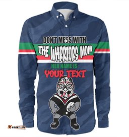 New Zealand Warriors Mother's Day Long Sleeve Button Shirt - Screaming Mom and Crazy Fan