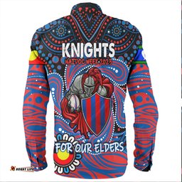 Newcastle Knights Naidoc Week Long Sleeve Button Shirt - Aboriginal For Our Elder NAIDOC Week 2023