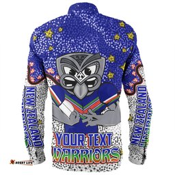 New Zealand Warriors Custom Long Sleeve Button Shirt - Team With Dot And Star Patterns For Tough Fan Long Sleeve Button Shirt