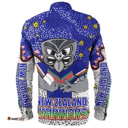New Zealand Warriors Custom Long Sleeve Button Shirt - Team With Dot And Star Patterns For Tough Fan Long Sleeve Button Shirt