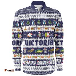 Victoria Christmas Custom Long Sleeve Button Shirt - Happy Chrissie Ugly Style Long Sleeve Button Shirt