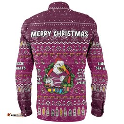 Manly Warringah Sea Eagles Christmas Custom Long Sleeve Button Shirt - Chrissie Spirit Long Sleeve Button Shirt