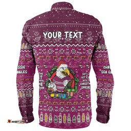 Manly Warringah Sea Eagles Christmas Custom Long Sleeve Button Shirt - Chrissie Spirit Long Sleeve Button Shirt