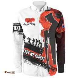 Australia Long Sleeve Button Shirt - Custom Anzac Day Special Style ( Ver 2 )