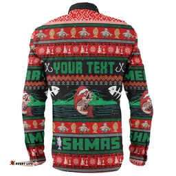 Australia Christmas Fishing Custom Long Sleeve Button Shirt - Merry Ugly Fishmas Long Sleeve Button Shirt