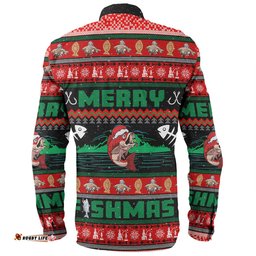 Australia Christmas Fishing Custom Long Sleeve Button Shirt - Merry Ugly Fishmas Long Sleeve Button Shirt