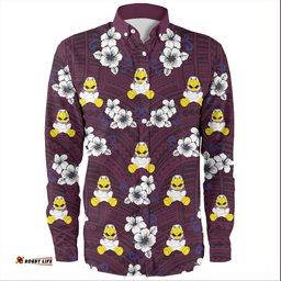 Manly Warringah Sea Eagles Long Sleeve Button Shirt - Eagles With Maori Patterns Long Sleeve Button Shirt