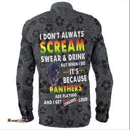 Penrith Panthers Long Sleeve Button Shirt - Scream With Tropical Patterns