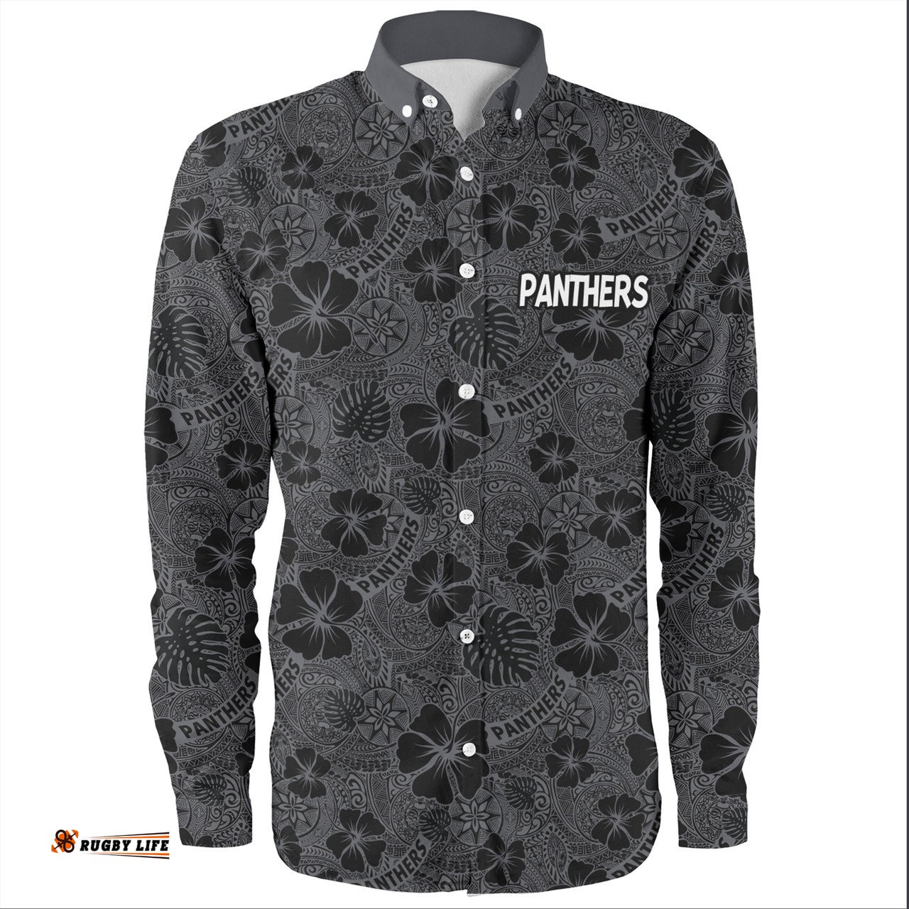 Penrith Panthers Long Sleeve Button Shirt - Scream With Tropical Patterns