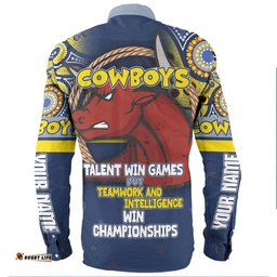 North Queensland Cowboys Long Sleeve Button Shirt - Custom Talent Win Games But Teamwork And Intelligence Win Championships With Aboriginal Style