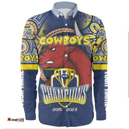 North Queensland Cowboys Long Sleeve Button Shirt - Custom Talent Win Games But Teamwork And Intelligence Win Championships With Aboriginal Style