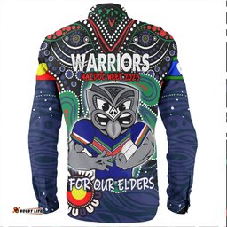 New Zealand Warriors Naidoc Week Long Sleeve Button Shirt - Aboriginal For Our Elder NAIDOC Week 2023