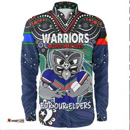 New Zealand Warriors Naidoc Week Long Sleeve Button Shirt - Aboriginal For Our Elder NAIDOC Week 2023